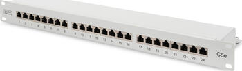 19 Zoll/ 1HE Digitus Professional Patchpanel Cat.5e, 24-Port Grau RAL 7035