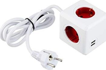 allocacoc/Segula PowerCube Extended Schuko/USB, weiß/rot 