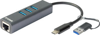 D-Link DUB-2332 Notebook-Dockingstation & Portreplikator USB Typ-C Grau / USB-A via Adapter