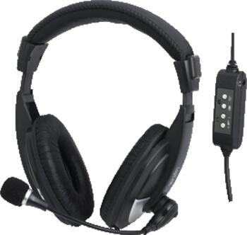 LogiLink HS0019, Kopfhörer Over-Ear, 3.5mm Klinke, USB 