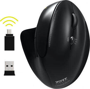 Port Designs Wireless Rechargeable Ergonomic Mouse, Maus 