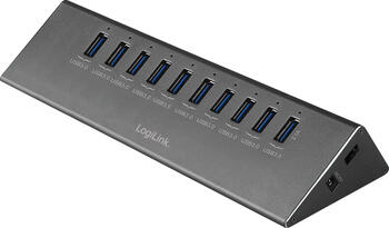 10er LogiLink Aluminium USB-Hub, 10x USB-A 3.0, USB 3.0 Micro-B [Buchse]