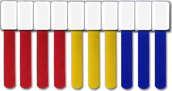 10x LTC MINI Klett-Kabelbinder mit Label rot/blau/gelb 