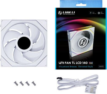 Lian Li Uni Fan TL LCD 140 RGB 140mm, 140x144x28mm (BxHxT), 115.72m³/h (68.1 CFM), 28.5dB(A), Vibrationsdämpfer