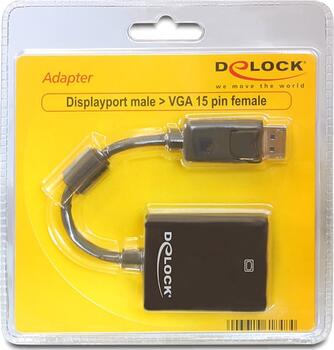 Adapter Displayport 1.2 Stecker > VGA Buchse schwarz DeLock