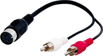 Audio-Kabeladapter, DIN-Buchse zu Stereo-Cinch-Stecker DIN-Buchse 180° (5-Pin) > 2x Cinch-Stecker (Audio links/rech