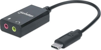 Manhattan USB-C auf Klinke Audioadapter, USB-C Stecker auf 3,5 mm Klinkenbuchsen für Mikrofoneingang und Audioausgang