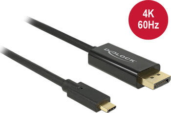2m Delock Kabel USB Type-C™ Stecker > DisplayPort Stecker (DP Alt Mode) 4K 60 Hz schwarz