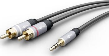 5m Klinke-Kabel 3,5mm Stecker (3-Pin, stereo) > 2x Cinch-Stecker (Audio links/rechts), goobay PLUS