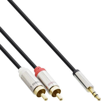 1m Slim Audio-Kabel Klinke 3,5mm Stecker > 2x Cinch Stecker inLine