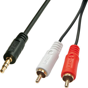 10m Lindy Premium Audio-Adapterkabel 2x RCA (Cinch) Stecker an 3,5mm Klinkenstecker