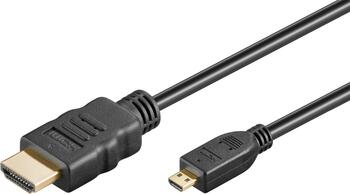 1m High Speed Micro 1.4 HDMI-Kabel, HDMI > HDMI-Micro stecker/ stecker mit Ethernet für 4k/30Hz schwarz goobay