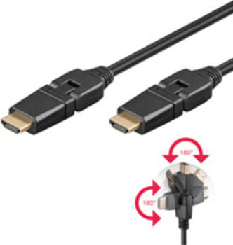 2m High-Speed 1.4 HDMI-Kabel drehbar stecker/ stecker mit Ethernet für 4k/30Hz schwarz goobay