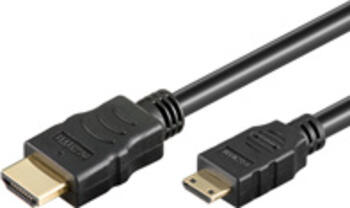 1m High Speed Mini HDMI 1.4 HDMI-Kabel, HDMI > HDMI-Mini stecker/ stecker mit Ethernet für 4k/30Hz schwarz goobay