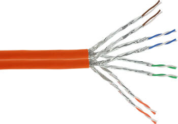 100m Netzwerkkabel Cat.7a S/FTP (PiMf), Duplex 1000MHz, ora. 