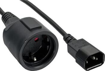 1m Netzkabel-Adapter Kaltgeräteanschluss C14 auf Schutzkontakt Buchse, für USV-Anschluss