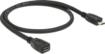 0,5m USB 2.0-Verlängerungs-Kabel, micro-B Stecker / Buchse DeLock