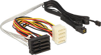 1m Delock Kabel Mini SAS HD x 4 SFF 8643 Stecker > 4 x SAS SFF-8482 + Power + Sideband