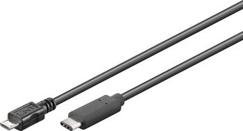 0,2m USB 2.0-Kabel, Typ-B-Micro auf Typ-C stecker/ stecker (0,48 Gbit/s/ 2,5 W) goobay, schwarz