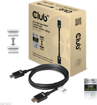2m HDMI2.1-Kabel Stecker/ Stecker Club3D schwarz Ultra High Speed HDMI Kabel, 3D, 10K / 120Hz