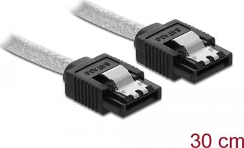 0,3m SATA-Kabel gerade, transparent, Stecker schwarz 