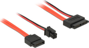 0,3m Delock Kabel SATA 6 Gb/s 7 Pin Buchse + Micro Fit 3.0 4 Pin Strom Stecker > Slim SATA 13 Pin Buchse