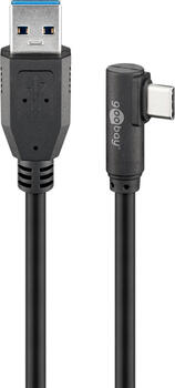 2m USB 3.0-Kabel, Typ-A auf Typ-C stecker/ stecker,gewinkelt (5 Gbit/s/ 15 W) goobay, schwarz