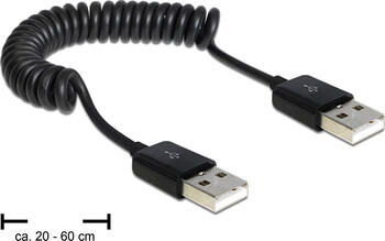 0.6m Kabel USB 2.0-A Stecker / Stecker Spiralkabel DeLock