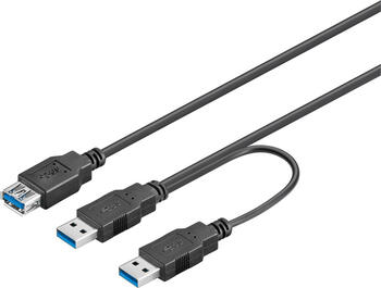 0,3m USB 3.0 Dual Power SuperSpeed Kabel, Schwarz 