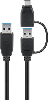 1m USB 3.0-Kabel, Typ-A auf Typ-C Adapter stecker/ stecker (5 Gbit/s/ 3A) goobay, schwarz