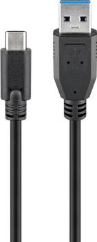 1m USB 3.0-Kabel, Sync & Charge Super Speed USB-C, Typ-A auf Typ-C, (5 Gbit/s/ 15 W), goobay, schwarz