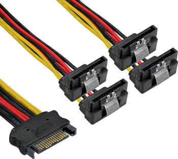 0,3m SATA Strom-Y-Kabel, SATA zu 4x SATA buchse/ stecker inLine