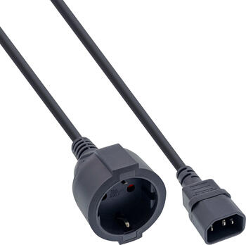 3m Netzkabel-Adapter Kaltgeräteanschluss C14 auf Schutzkontakt Buchse, für USV-Anschluss