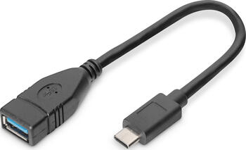 0,15m USB 3.2 Kabel USB-C > USB-A, buchse/stecker schwarz, Digitus