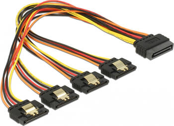 0,30m SATA 15 Pin Strom Stecker mit Einrastfunktion > SATA 15 Pin Strom Buchse 4 x