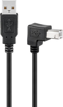 1m USB 2.0-Kabel TypA auf TypB gewinkelt schwarz. goobay 