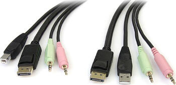 1,8m 4-in-1 USB DisplayPort KVM-Switch Kabel mit Audio und Mikrofon