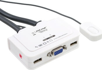 InLine KVM Switch, 2-fach, VGA, USB, mit Audio, integr.Kabel 