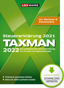 Lexware TAXMAN 2022 Rentner & Pensionäre, ESD 