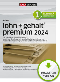 Lexware Lohn+Gehalt Premium 2024, ESD Jahresversion (365-Tage)