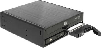 5.25 Zoll Wechselrahmen schwarz, Delock auf 2x 2.5 Zoll SATA HDD / SSD, 1x 5.25 Zoll Slim Laufwerk