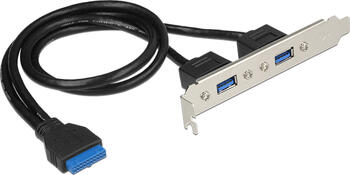 Delock Slotblech 1 x 19 Pin USB 3.0 Pfostenbuchse intern > 2 x USB 3.0 Typ-A Buchse extern