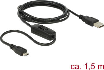 1,5m Delock Ladekabel USB 2.0 Typ-A > USB 2.0 Micro mit Ein-/Ausschalter für Raspberry Pi