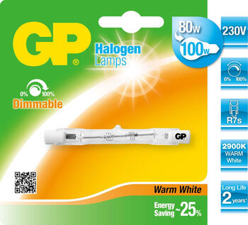 GP Lighting Halogenlampe 80W R7s Warmweiß D 