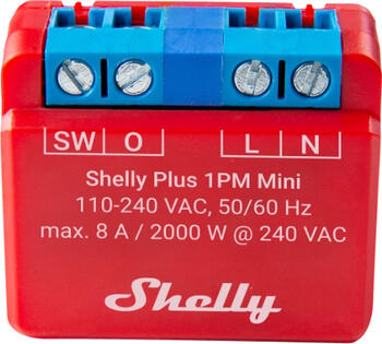 Shelly Plus 1 PM, Mini WLAN-Funkschalter mit Strommesssensor 1-Kanal, Unterputz, Schaltaktor