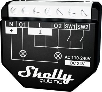 Shelly Qubino Wave 2PM, 2-Kanal, Unterputz, Schaltaktor mit Strommessfunktion