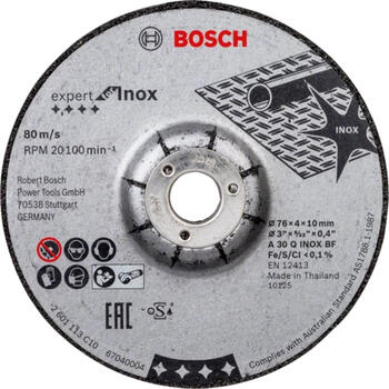 Bosch Professional A 30 Q INOX BF Expert for Inox Schleifscheibe 76x4mm, 2er-Pack