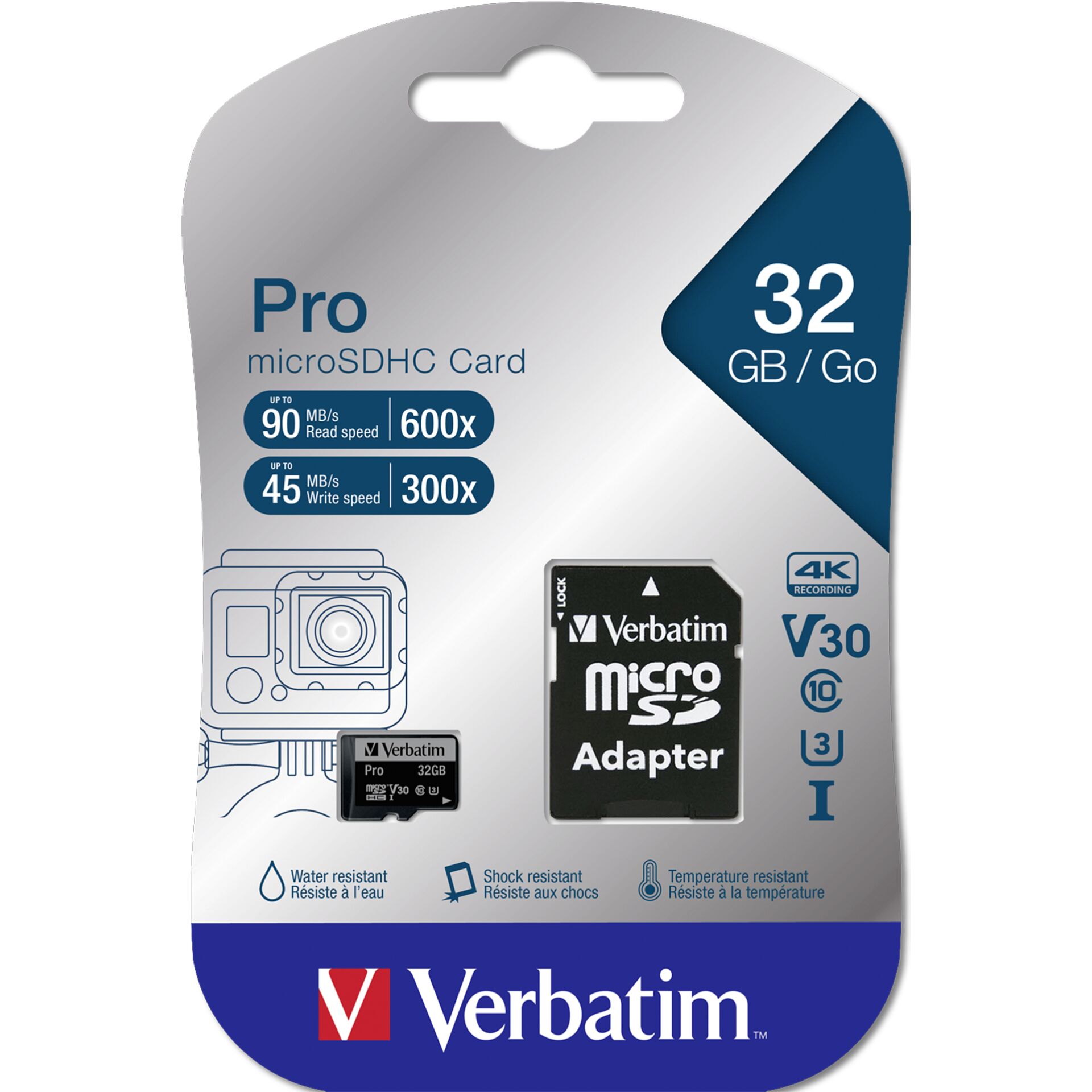 32 GB Verbatim Pro U3 microSDHC Kit Speicherkarte, lesen: 90MB/s, schreiben: 45MB/s