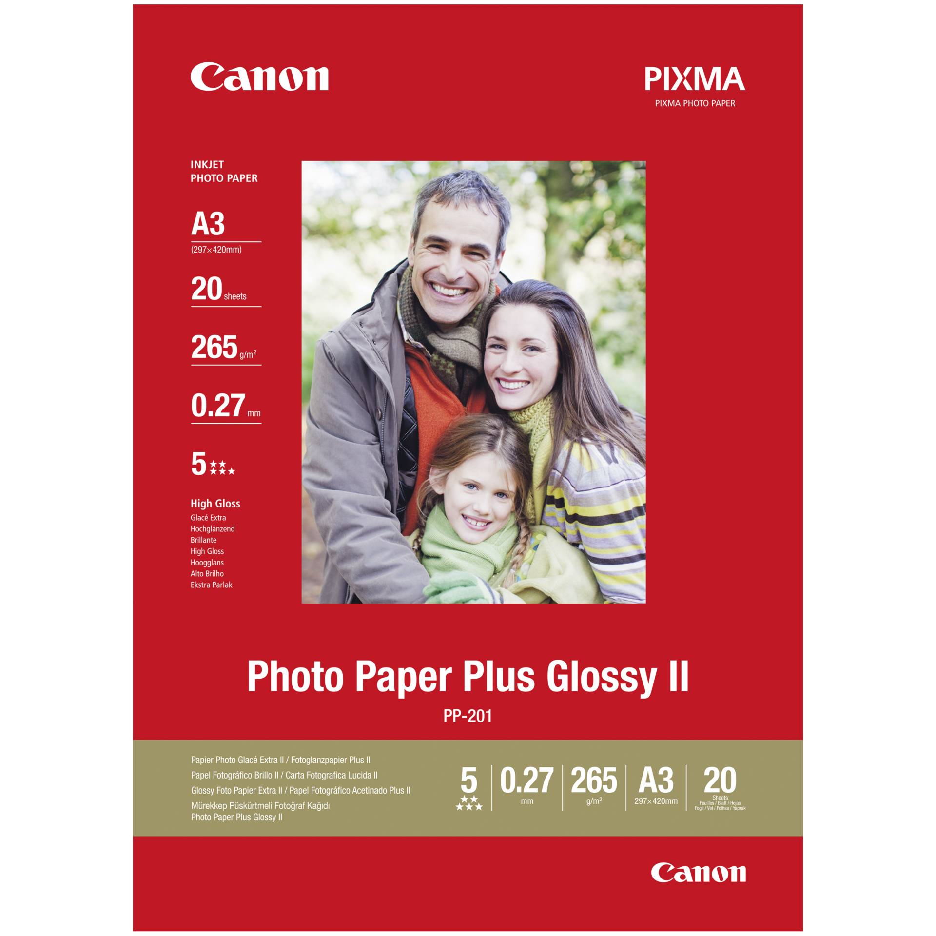 Canon PP-201 Fotopapier Plus A3, 270g, 20 Blatt 