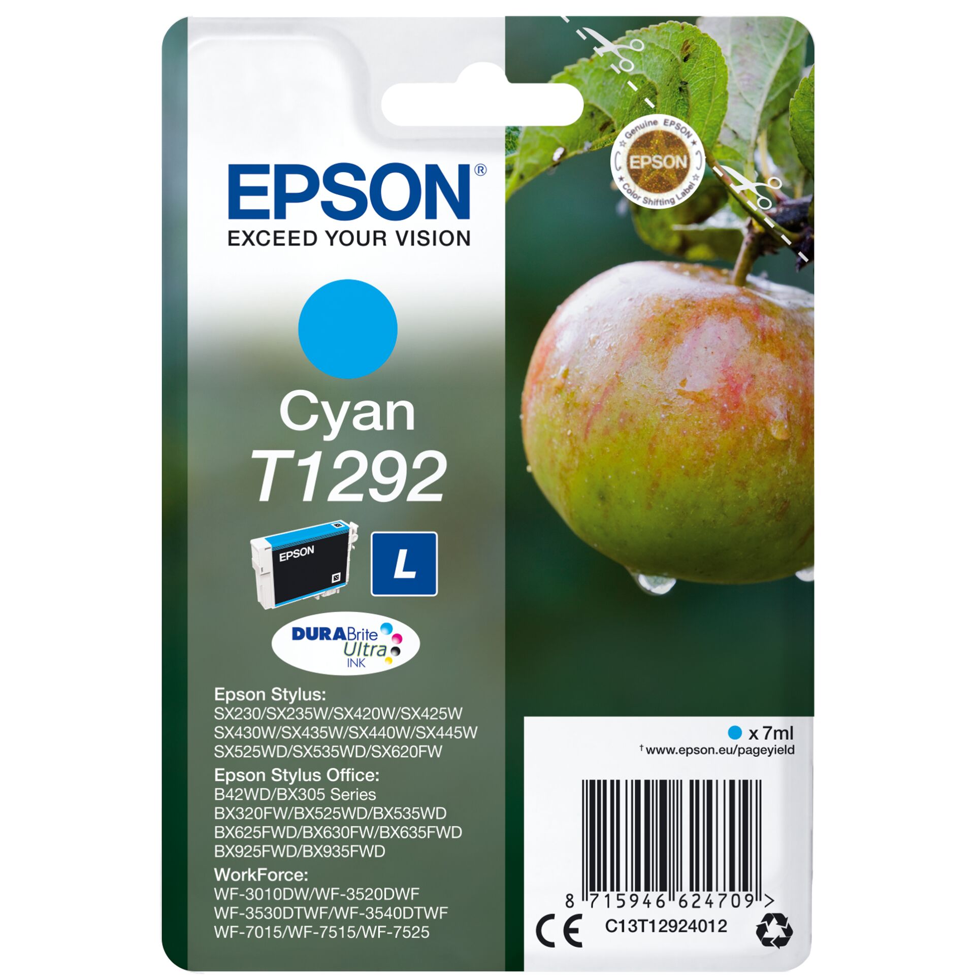 Epson Apple Singlepack Cyan T1292 DURABrite Ultra Ink 